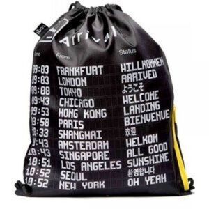 LOQI Jetsetter Backpack Bag Black Nylon Arrivals/Departures Travel